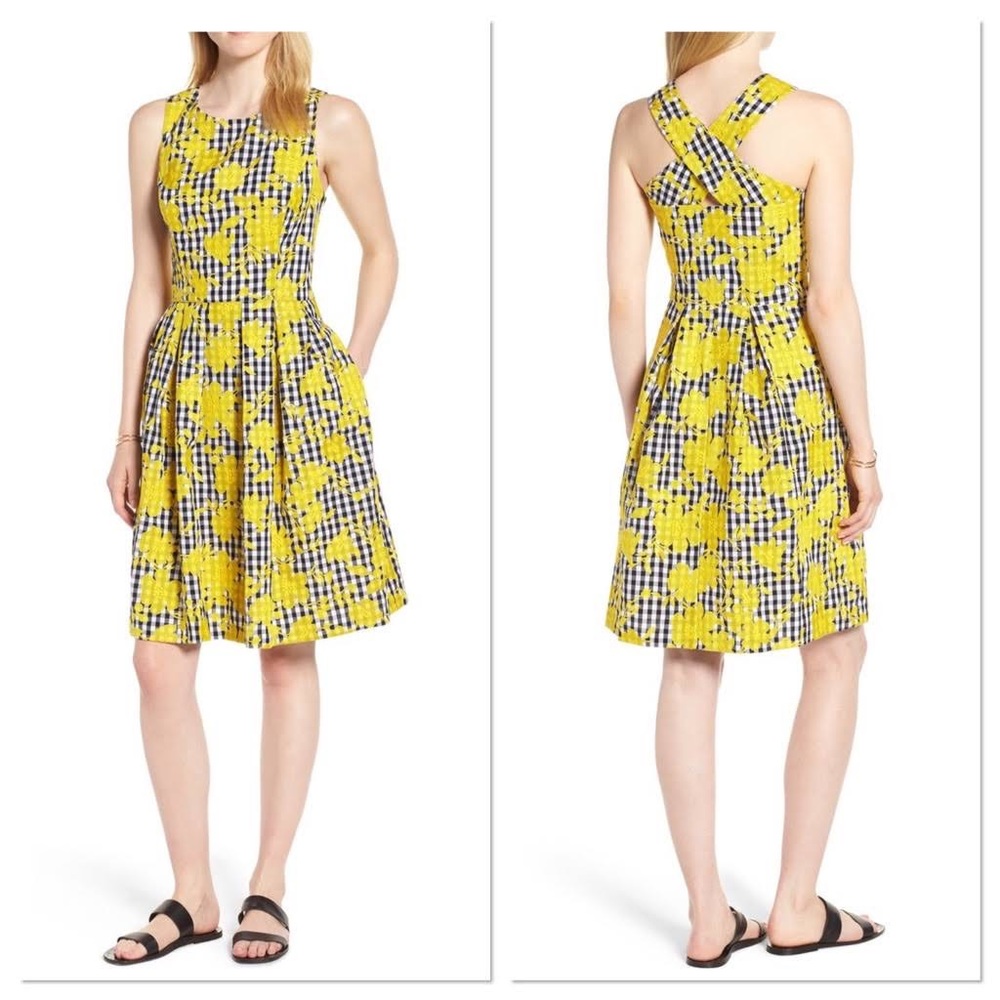 1901 Yellow Black Gingham Crossback Dress MSRP $159 Size P2